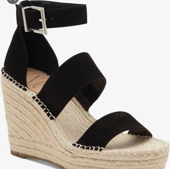 INC Wedge Black Espadrilles Wedge Sandals...size 10 - Picture 1 of 6
